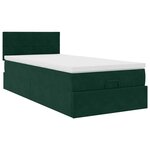 vidaXL Cadre de lit ottoman avec matelas vert foncé 100x200 cm velours