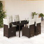 vidaXL Ensemble de bistro de jardin 7 Pièces coussins marron poly rotin