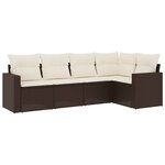 vidaXL Salon de jardin avec coussins 5 Pièces marron résine tressée