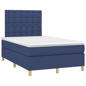 vidaXL Sommier à lattes de lit avec matelas bleu 120x190 cm tissu