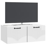 vidaXL Meuble TV mural Montage mural Blanc brillant 78 5 x 41 x 30 cm