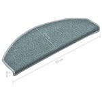 vidaXL Tapis d'escalier 15 pièces 65 x 24 x 4 cm Bleu mer Demi-rond Grand