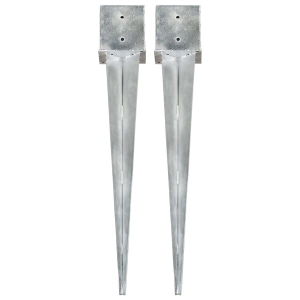 vidaXL Piquets au sol 2 pcs Argenté 14x14x91 cm Acier galvanisé