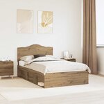 vidaXL Cadre de lit Chêne artisan 135 x 190 cm Pin massif