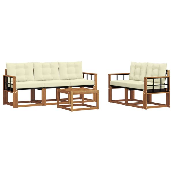 vidaXL Ensemble de canapés d'extérieur 6 pc Naturel et Crème