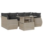 vidaXL Salon de jardin avec coussins 7 Pièces gris clair résine tressée