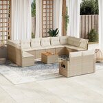 vidaXL Salon de jardin avec coussins 13 Pièces beige résine tressée