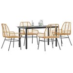 vidaXL Ensemble à manger jardin 5Pièces marron poly rotin verre