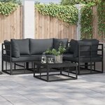 vidaXL Ensemble de canapé de jardin avec coussin 4 Pièces Noir Aluminium