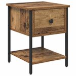 vidaXL Table de chevet avec tiroir 2 Pièces Bois ancien 34 x 35 5 x 45 cm