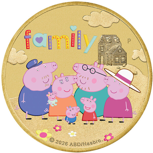 Monnaie FAMILY Peppa Pig Cupronickel 1$ Tuvalu 2026 (PRÉCOMMANDE)