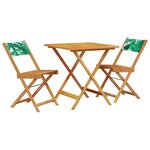 vidaXL Ensemble de bistro 3 Pièces motif de feuilles tissu et bois massif