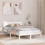 vidaXL lit avec tête de lit blanche 120x200 cm en bois de pin  solide.