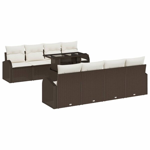 vidaXL Ensemble de canapé de jardin 7 Pièces Marron Poly rotin