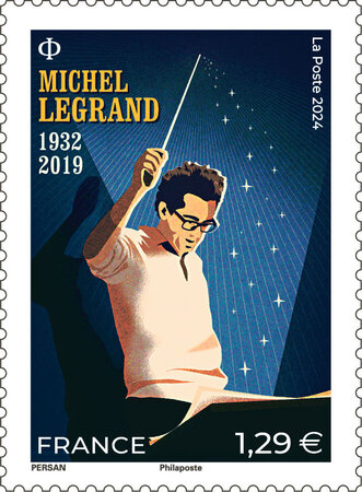 Timbre - Michel Legrand (1932-2019) - Lettre verte