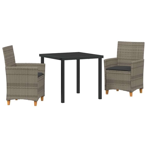 vidaXL Ensemble de salle à manger pour jardin 3 Pièces Gris polyrotin