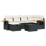 vidaXL Salon de jardin 7 Pièces avec coussins noir résine tressée