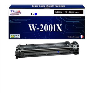 T3AZUR -Toner compatible avec W2001X / W2001A (658X/658A) pour HP Color LaserJet Enterprise M751dn - Cyan