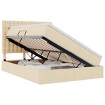 vidaXL Lit de rangement LED avec matelas Crème 140 x 190 cm Tissu