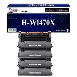 T3AZUR - 4x Toners compatibles avec HP W1470X (147X) pour HP LaserJet Enterprise M610  M610dn  M610n  M611dn  M611n  M611x  M612dn