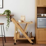 vidaXL Chariot de Cuisine avec Roues Marron Clair 65 x 40 5 x 76 5 cm