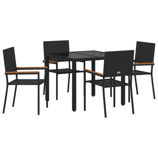 Ensemble de salle à manger de jardin vidaXL en 5 pièces en poly rattan noir