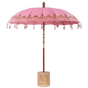 vidaXL Parasol balinais 260 Rose 210-220 cm Coton et bois massif