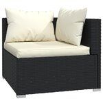 vidaXL Salon de jardin 3 Pièces avec coussins Noir Résine tressée