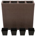 vidaXL Lits surélevés de jardin et 4 pots 2 Pièces Résine tressée Marron
