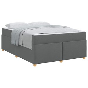 vidaXL Cadre de lit avec matelas Gris foncé 140 x 200 cm tissu