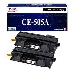 T3AZUR -2x Toners compatibles avec HP CE505A (05A) pour HP LaserJet P2030 P2035 P2035N P2050 P2050D P2055 P2055D P2055DN P2055
