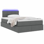 vidaXL Lit avec rangement et LED Gris foncé 120 x 200 cm Polyester