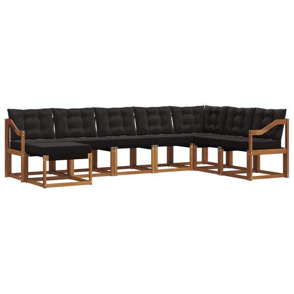 vidaXL Ensemble de canapés d'extérieur 8 pc Naturel et Noir