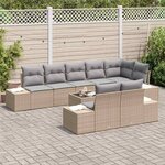 vidaXL Ensemble de canapé de jardin 9 Pièces Beige et Gris clair