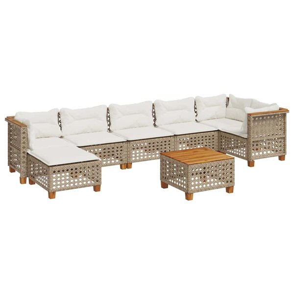 vidaXL Salon de jardin avec coussins 8 Pièces beige résine tressée