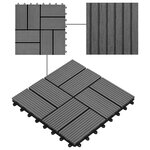 vidaXL Carreau de terrasse 11 Pièces WPC 30 x 30 cm 1 m² Gris