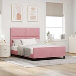 vidaXL Cadre de lit avec tête de lit Rose 140 x 190 cm Velours