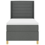Lit Box Spring avec Matelas Gris Foncé 90x200 cm en Tissu