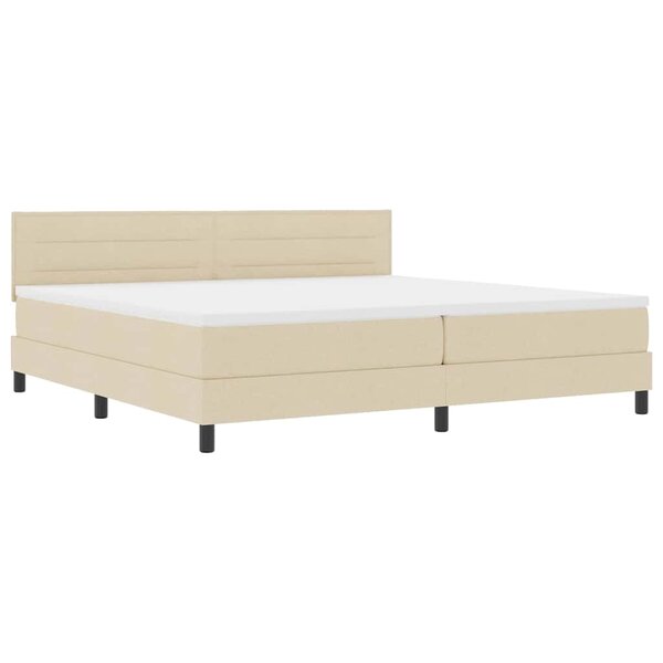 vidaXL Lit à ressorts avec matelas avec LED Crème 200 x 200 cm tissu