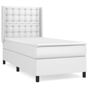 vidaXL Sommier à lattes de lit avec matelas Blanc 90x190 cm Similicuir