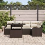vidaXL Ensemble de canapé de jardin 6 Pièces Marron Poly rotin