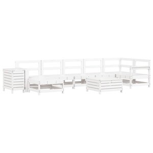 vidaXL Salon de jardin 9 Pièces blanc bois de pin massif