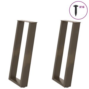 vidaXL Pieds de table console en U  2 pièces  acier naturel  38 x (72-73) cm