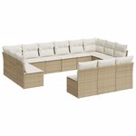 vidaXL Salon de jardin avec coussins 13 Pièces beige résine tressée