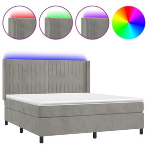 vidaXL Sommier à lattes de lit matelas et LED Gris clair 180x200 cm