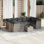 vidaXL Salon de jardin avec coussins 10 Pièces gris résine tressée