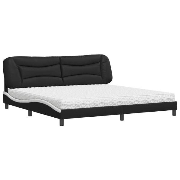 vidaXL Lit avec matelas noir et blanc 200x200 cm similicuir