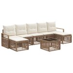 vidaXL Ensemble de canapé de jardin 8 Pièces Beige polyrotin