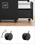Caisson de bureau caisson de rangement classeur armoires basses 2 tiroirs pour dossiers suspendus noir 12_0004813