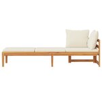 vidaXL Chaise longue avec 1 accoudoir Blanc crème Bois d'acacia solide